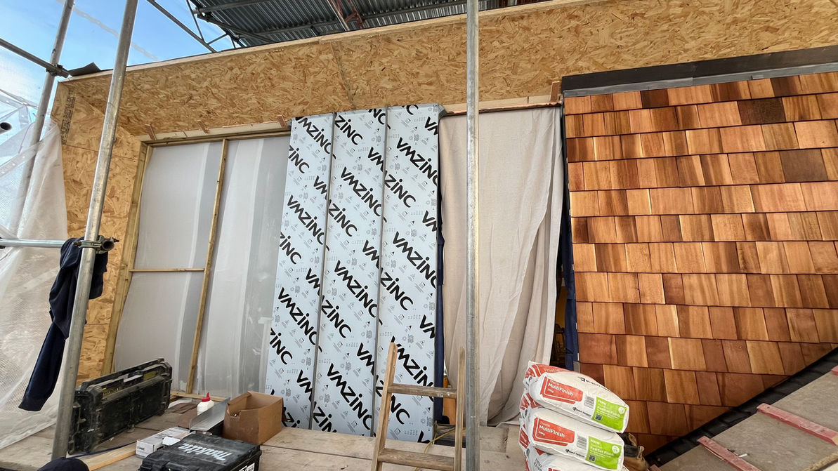 Zinc cladding in progress