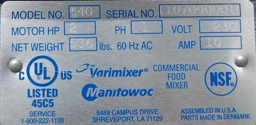 Thumbnail: 142-0988 Varimixer W40 40 Quart Mixer with Bowl Guard and Wire Whisk