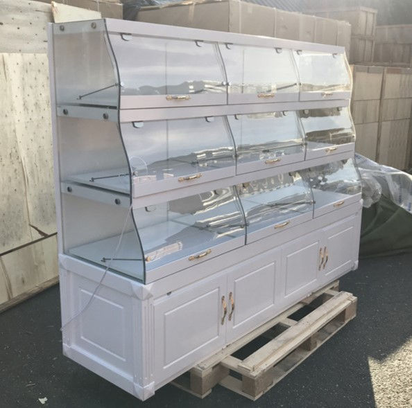 Thumbnail: 171-0327 78" Lighted Dry Donut Pastry Bakery Case on Cabinets
