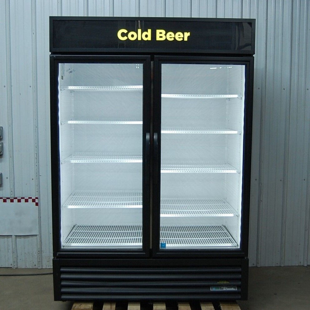 142-1066 True GDM-49-HC 2 Glass Door Self Contained Reach in Cooler with LED