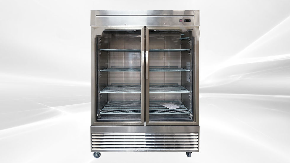 Thumbnail: 171-0169 54” Stainless Steel Self Contained Glass 2 Door Reach In Cooler