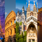 Big Ben, Torre Eiffel, Coliseu, Castelo Neuschwanstein, Basílica Sagrada Família, Torre de Belém e Turning Torso