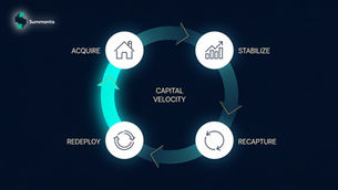 Summantis infographic shows capital velocity cycle with acquire, stabilize, recapture and redeploy around a circular arrow.