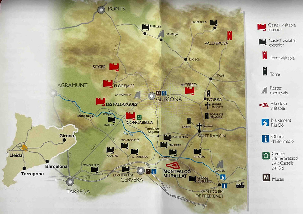 Mapa de los castillos en La Segarra