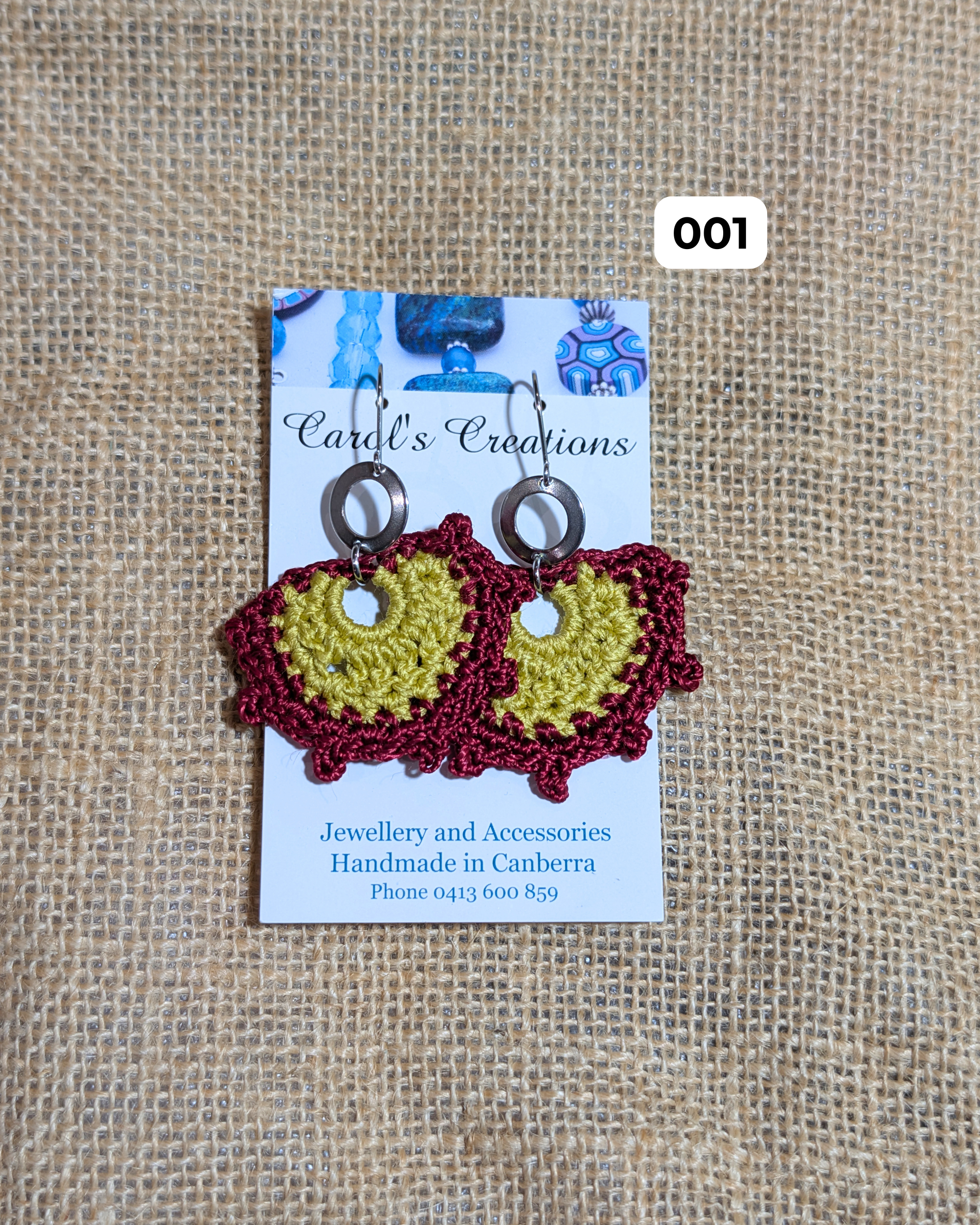 Earrings by Carol's Creations | Hand-made Australian Yarn Earrings | Fancy Yarns Australia