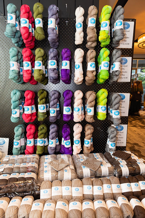 Display of Australian-grown merino wool in balls and skeins