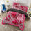 Thumbnail: Transform your bedroom into a cozy haven with the Red Hearts and Pink Satin #3 Four-piece Duvet Cover Set. Made of durable, s