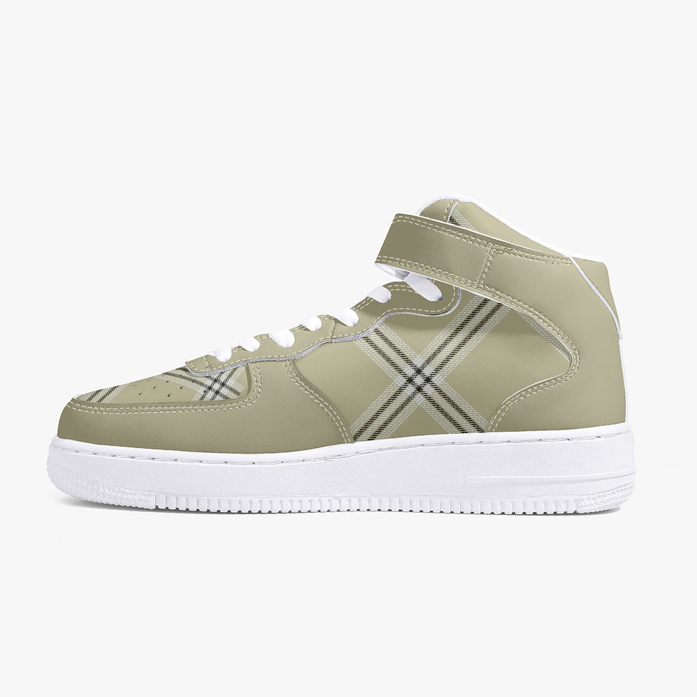 Thumbnail: Step up your sneaker game with Off White Plaid Print Hi-Top Sneakers.