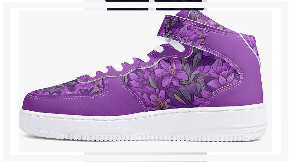 Thumbnail: Discover the perfect balance of style and comfort with our Floral Purp Print af1 lace styles Leather Sports Sneakers.