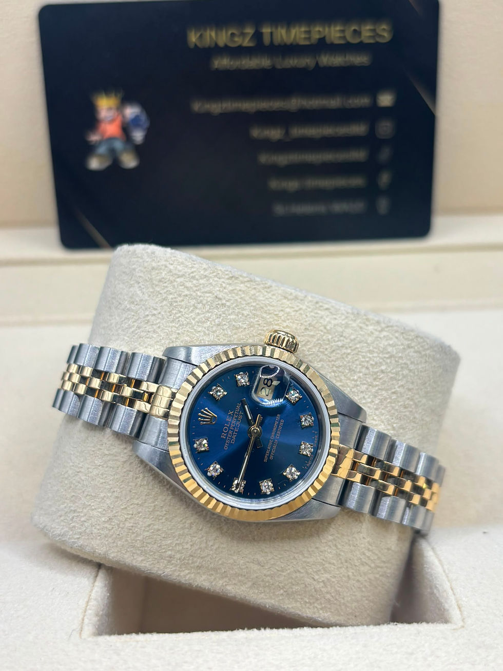 Thumbnail: Ladies Rolex Datejust 69173 Blue dial 