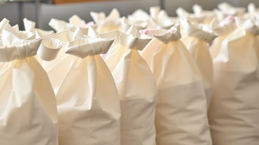 Linen Bags of clean laundry in lined up ready for a customer to pick up.jpg