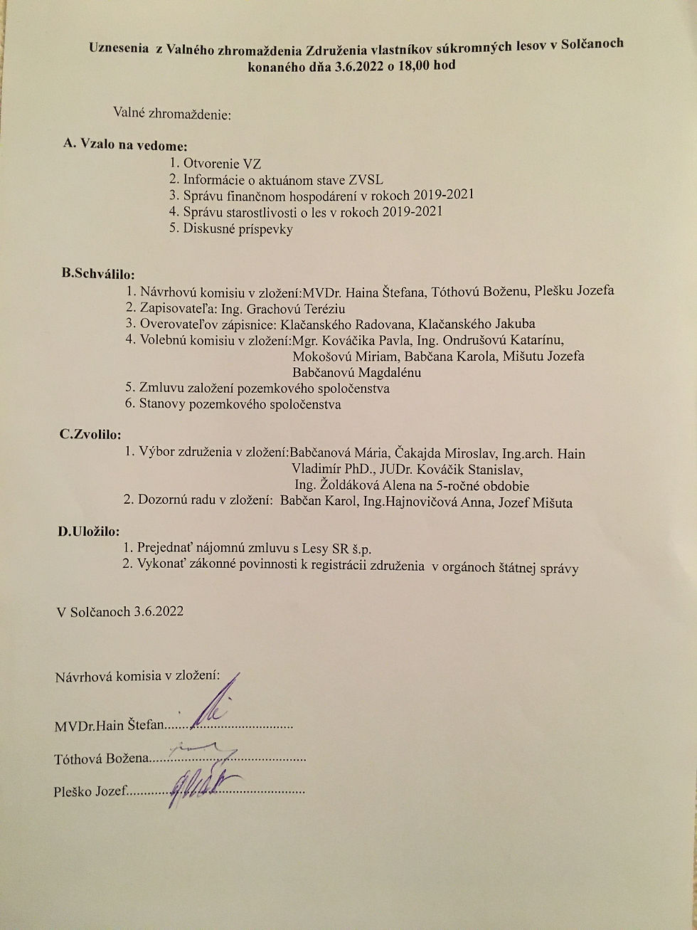 Uznesenie ZVSL 3.6.2022