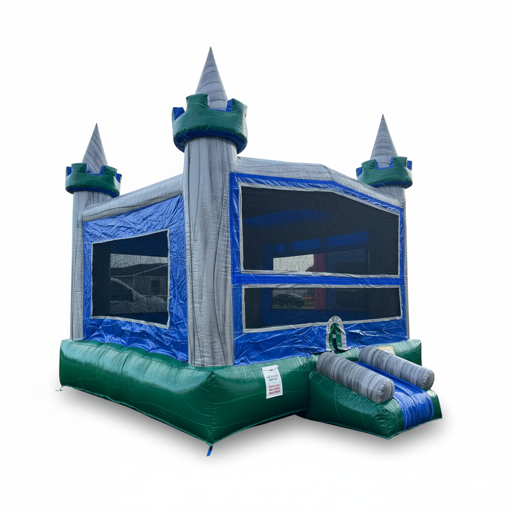 Gray & Blue Castle Bouncer