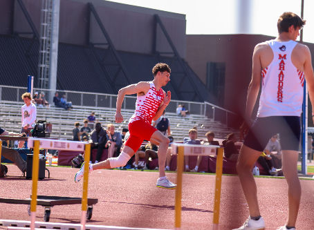 Image of MSU Moorhead student Jaiden Peraza during a track meet, spring 2026