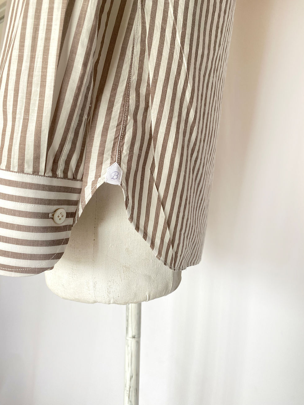 섬네일: BORRLELLO Beige Stripe Cotton Shirt italy made