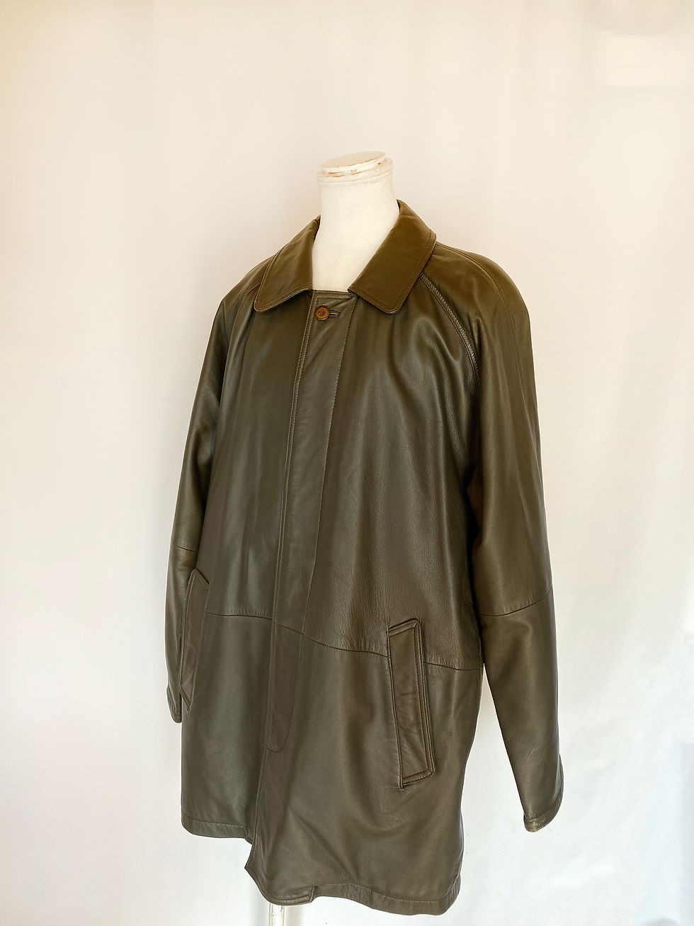 Thumbnail: 90’s Vibrante Khaki Lamb Leather Coat