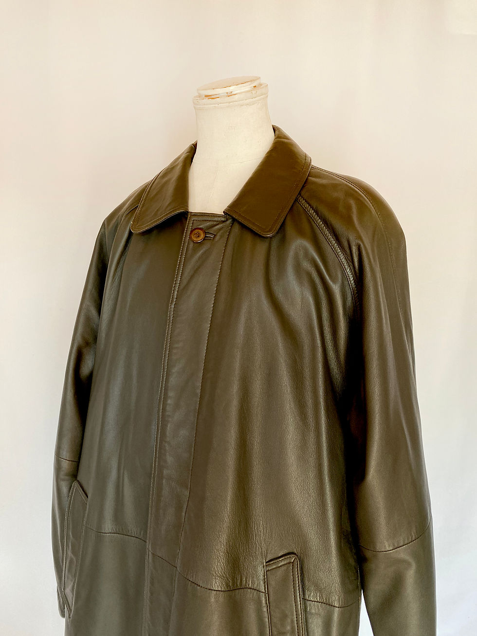 Thumbnail: 90’s Vibrante Khaki Lamb Leather Coat