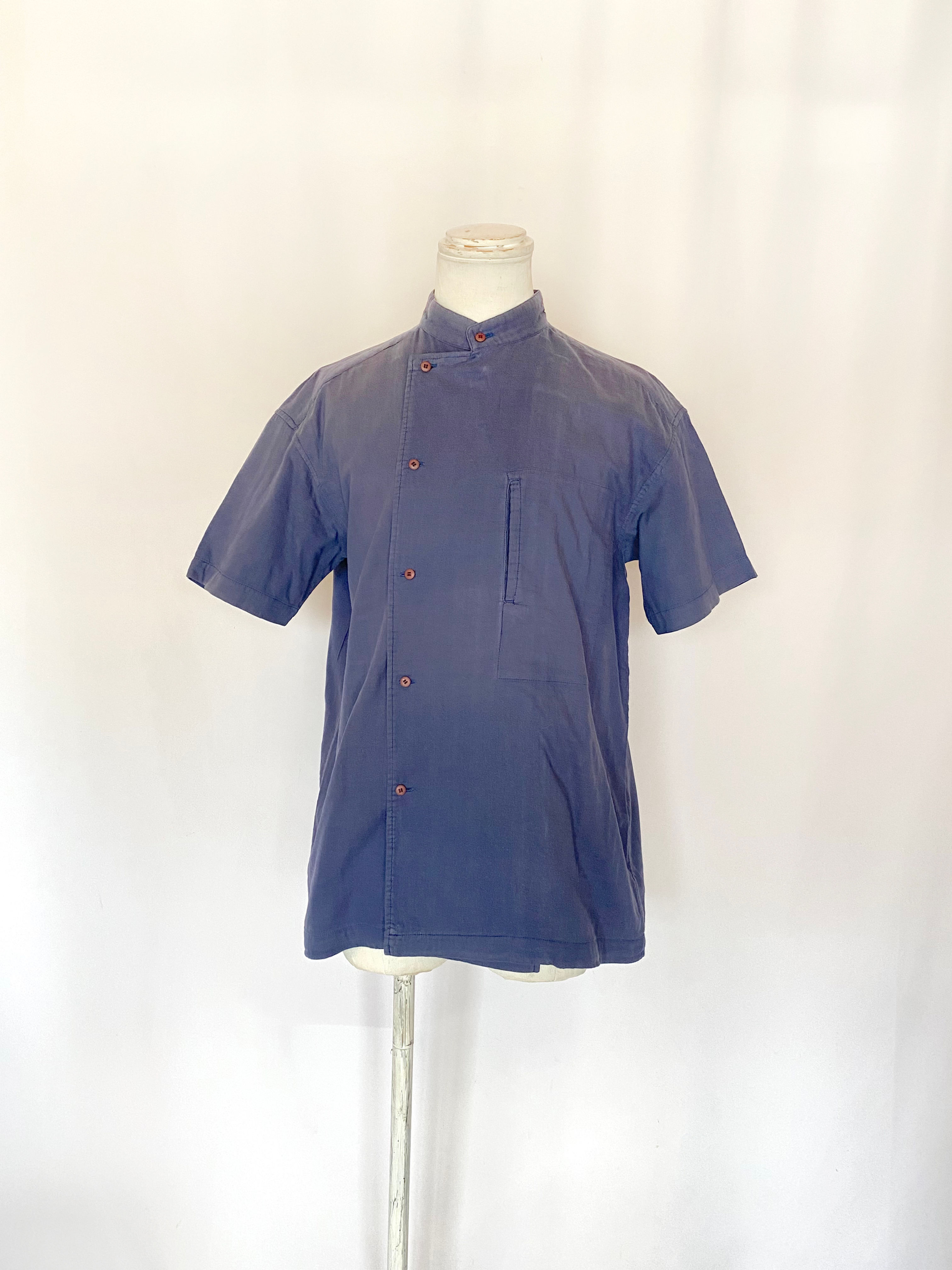 80’s Issei Miyake Cotton Gauze Half Sleeve Stand Collar Shirt