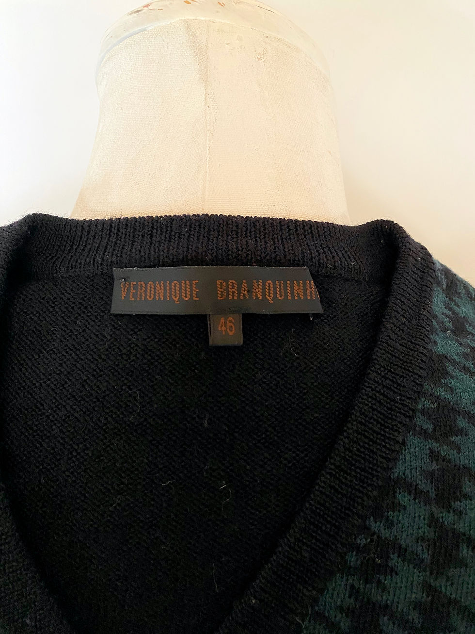 サムネイル： 00’s VERONIQUE BRANQUINHO houndstooth V-neck knit Belgium made