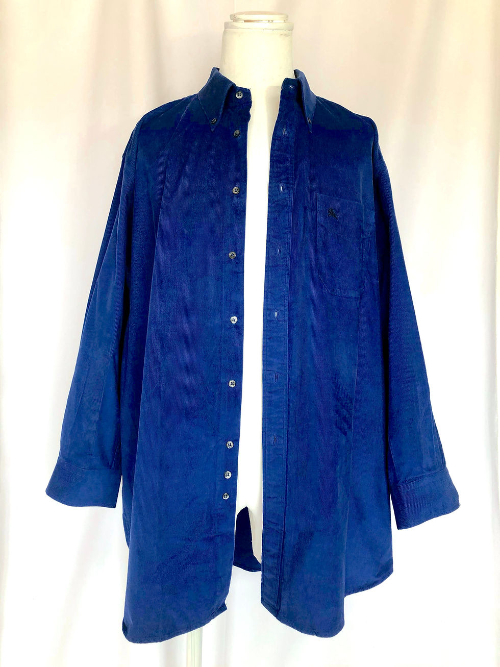 サムネイル： 80's Burberrys  Blue Corduroy B.D Shirts XXL