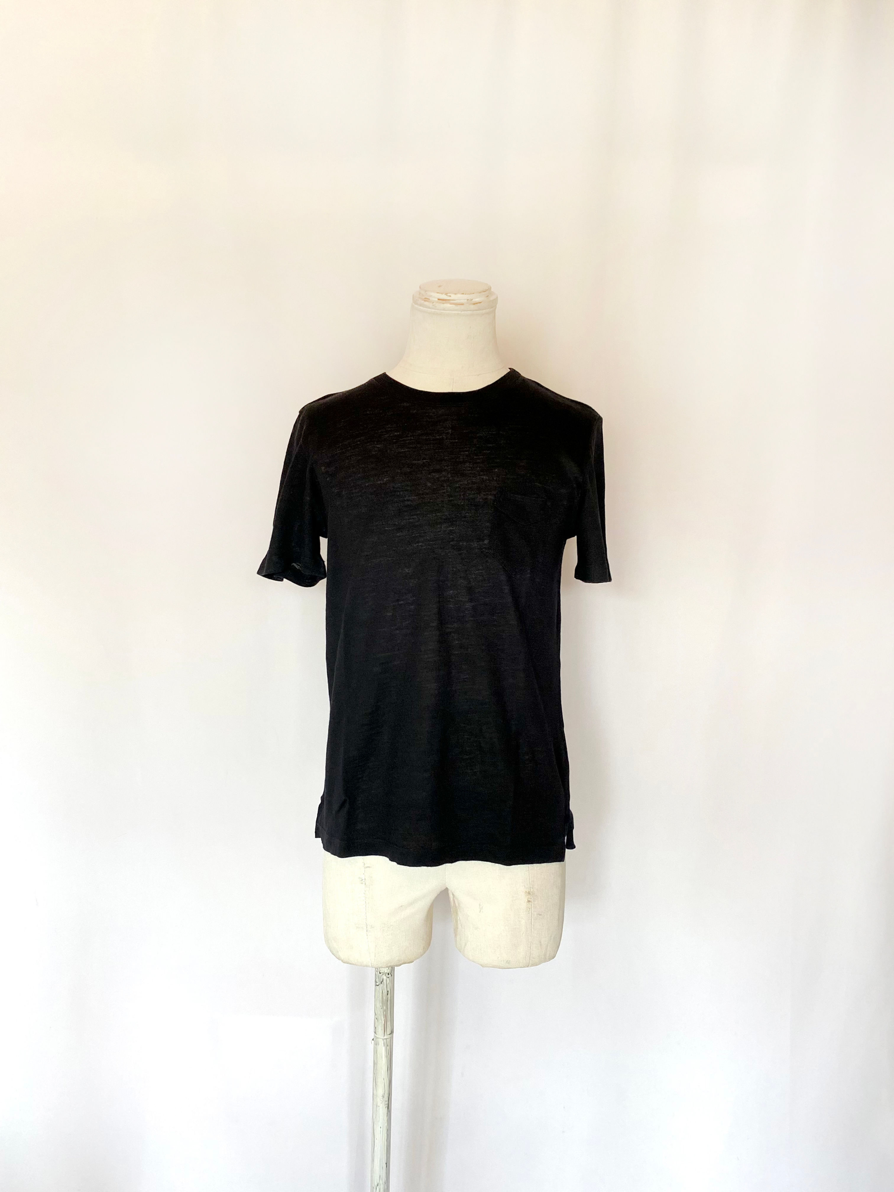2017 Maison Margiela Linen Cotton Black T-shirt Size44