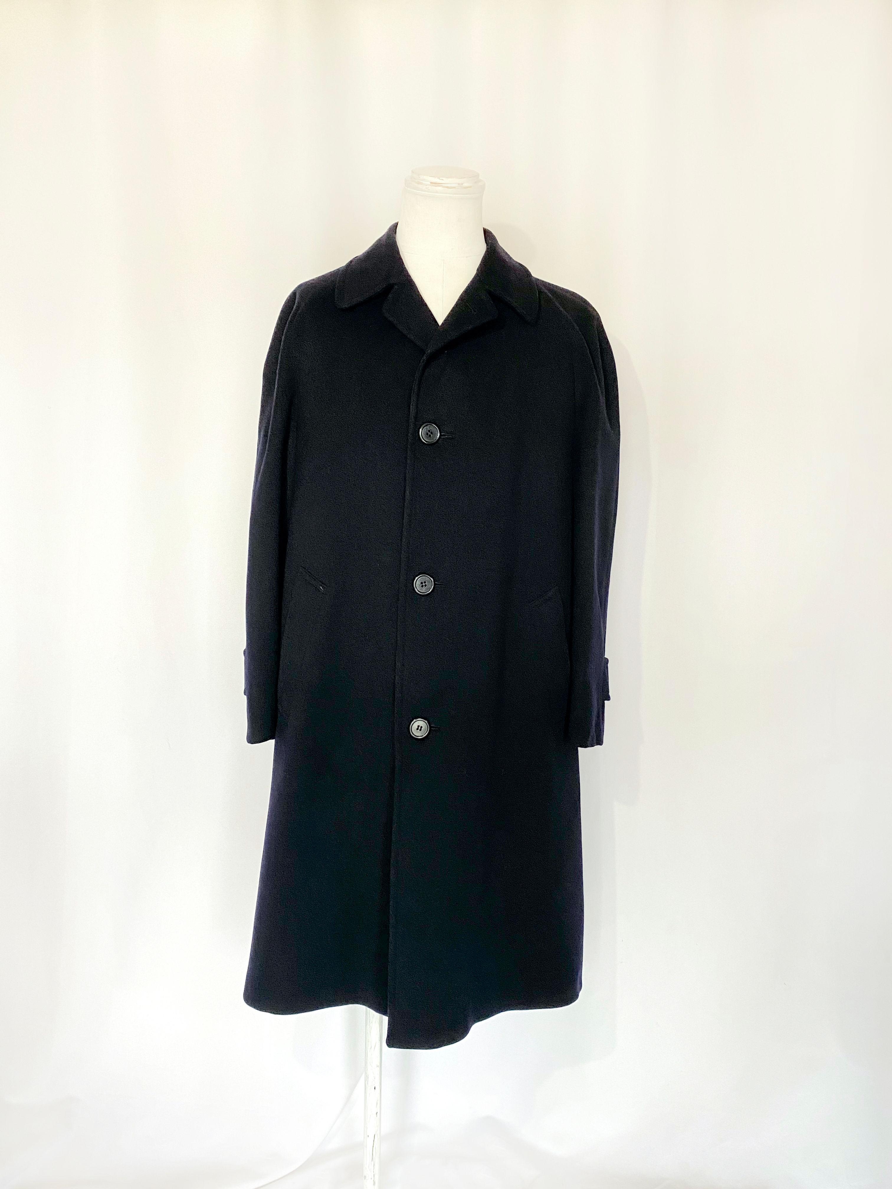 70-80’s Aquascutum Navy Wool Balmacaan Coat