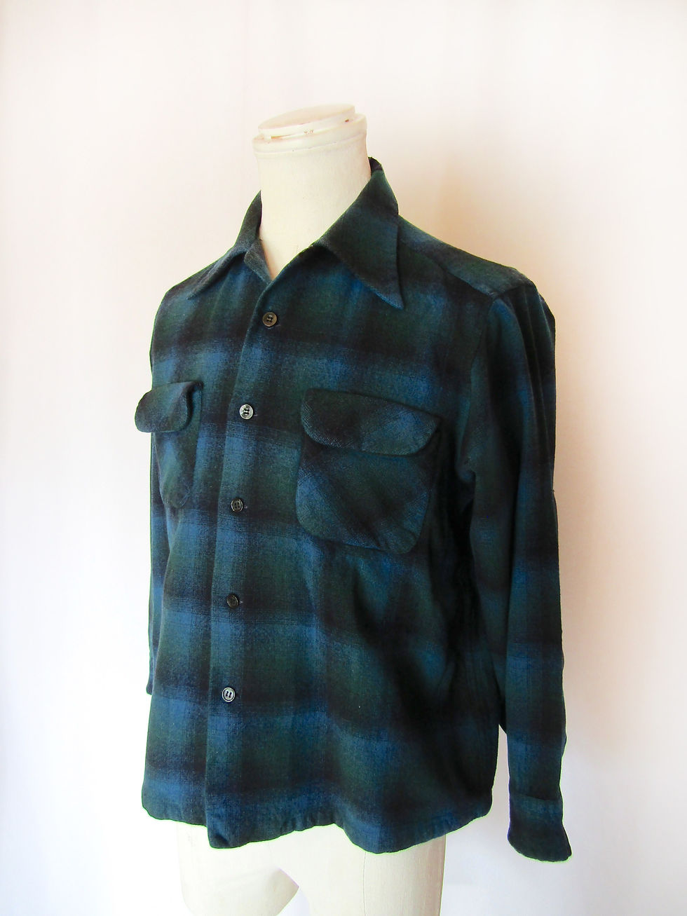 섬네일: 70’s PENDELTON Shadow Check Open Color Wool Shirt