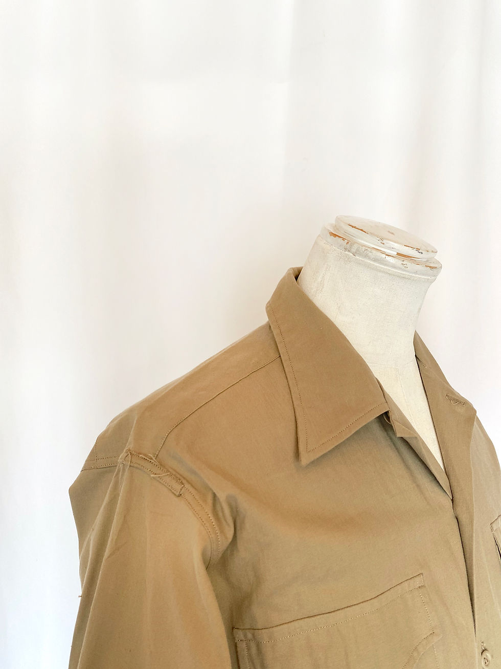 サムネイル： 50-60’s French Military Officer Open Color Shirt dead stock