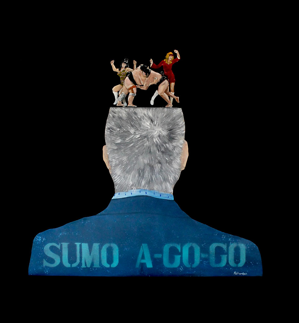 Self Portrait, Sumo A-Go-Go, Steel and Paint, 25"x2"x25"