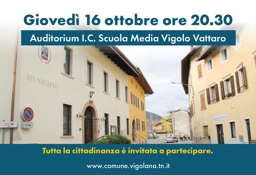 Vigolo Vattaro. Questa sera l'incontro sulla Mobilità dell'Altopiano