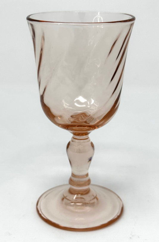Thumbnail: Vintage 8 Pc Set Luminarc French Swirl Pink Blush Cordial/Liqueur Glasses