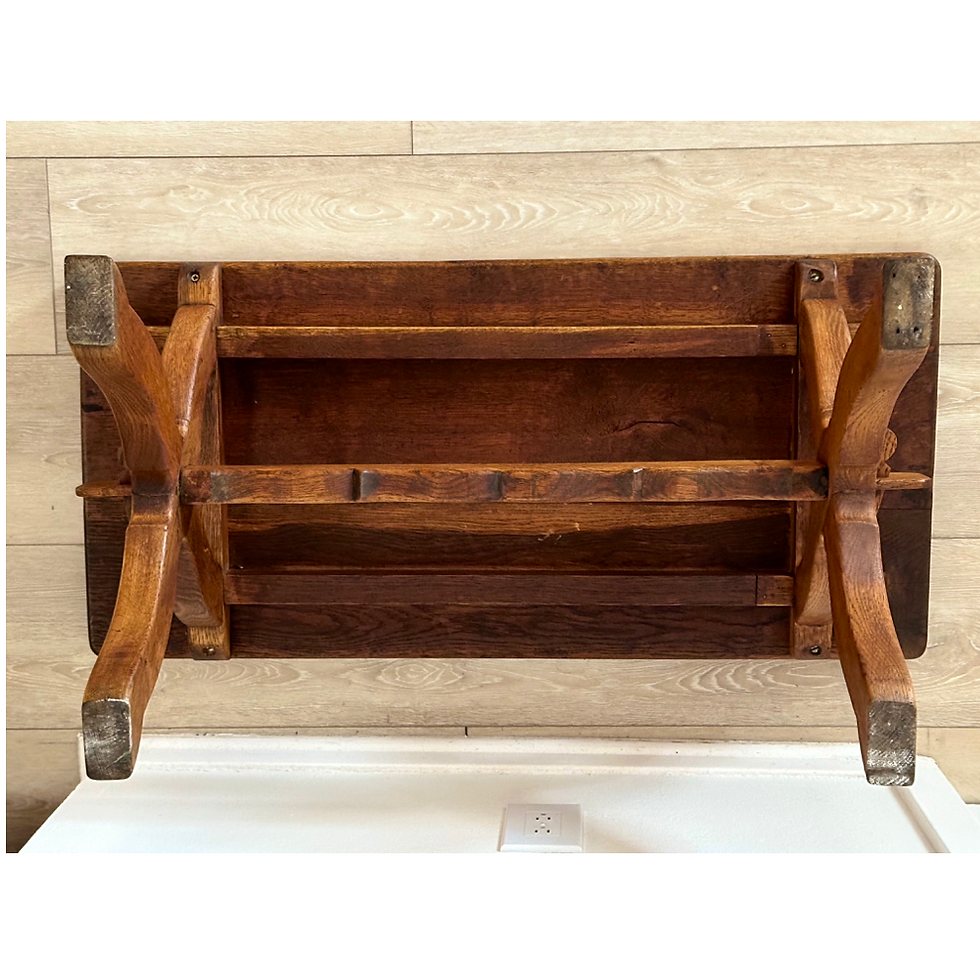 Thumbnail: Antique Rustic Swiss Italian Oak Trestle Table