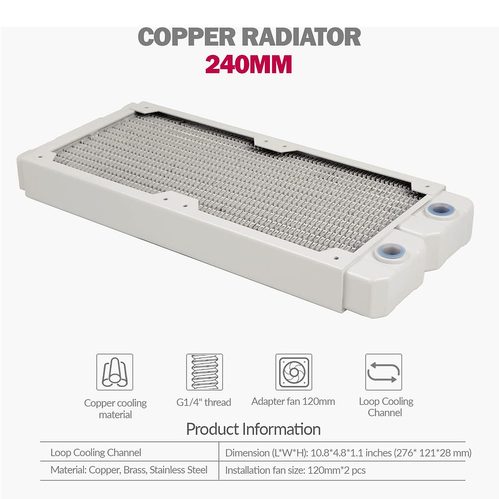 Thumbnail: Dracaena 240mm Computer Radiator, G1/4 Thread, 28mm/1.1" Copper Radiator