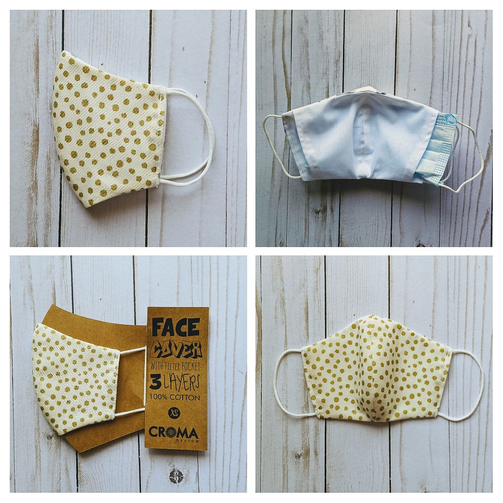 Modelo Puntos Dorados - Mascarillas de tela