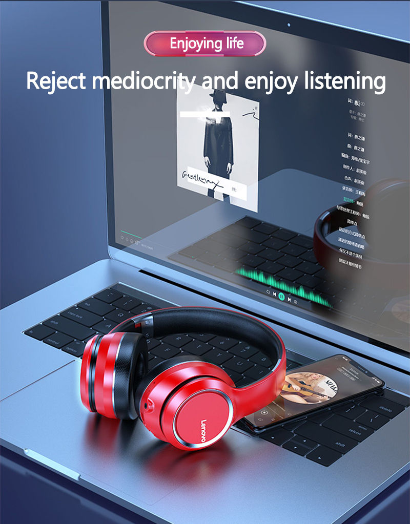 Miniatura: Lenovo HD200 Bluetooth Earphones Over-ear Foldable Computer Wireless Headphones 
