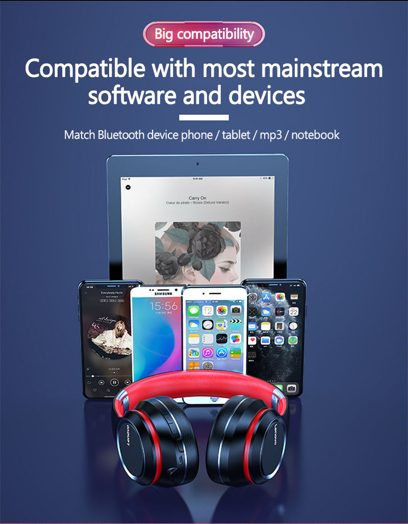 Miniatura: Lenovo HD200 Bluetooth Earphones Over-ear Foldable Computer Wireless Headphones 