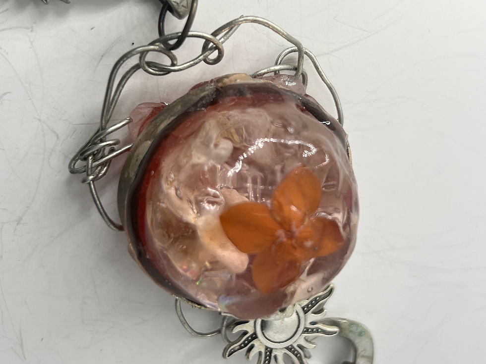 Thumbnail: LARGE EPOXY DOME WITH KEY WEST Flowers and silver charms
