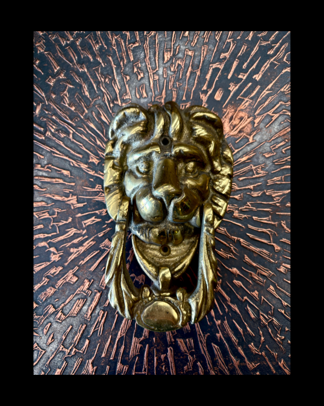 Antique Lion brass door knocker