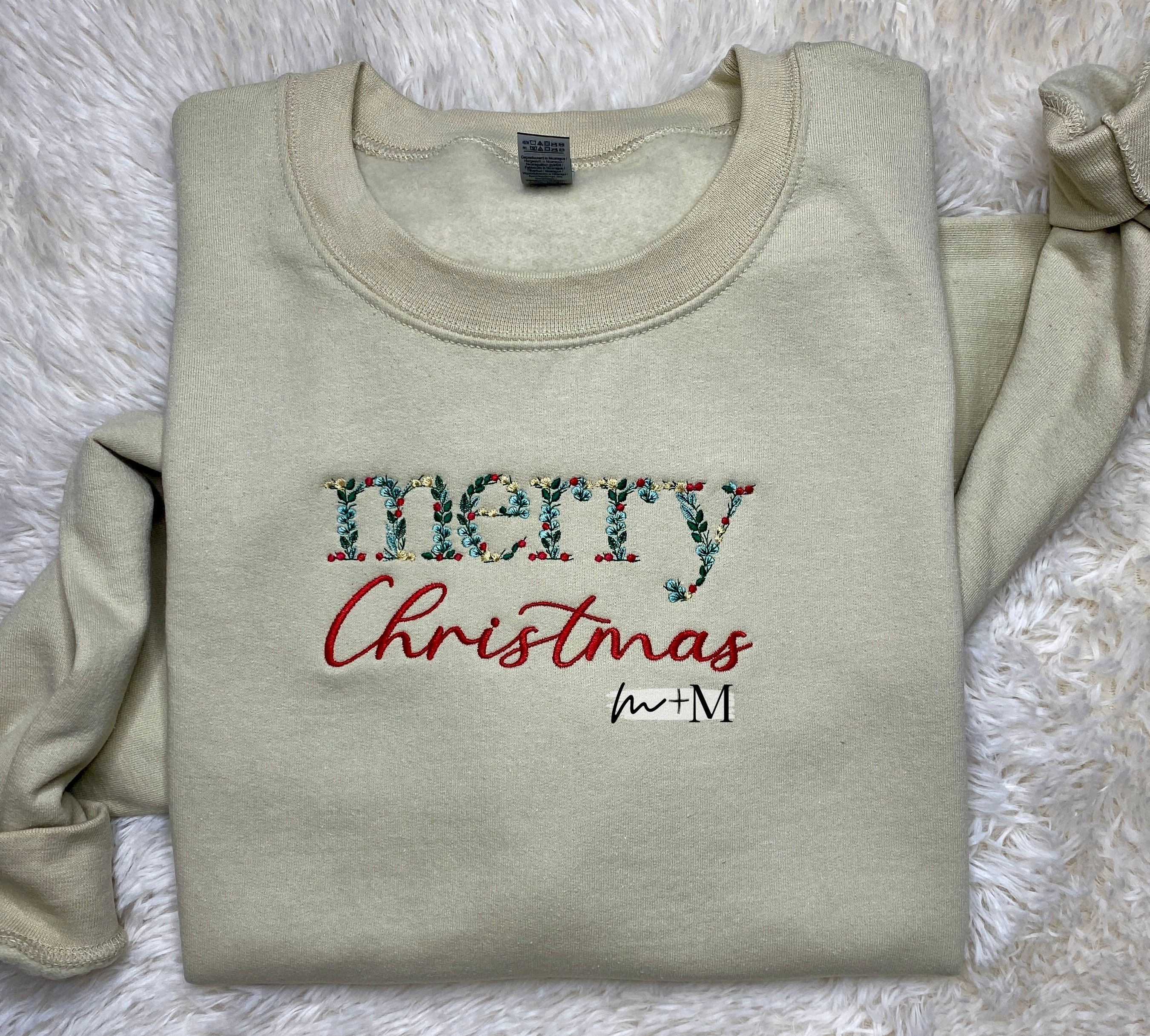 Merry Christmas Floral Embroidery