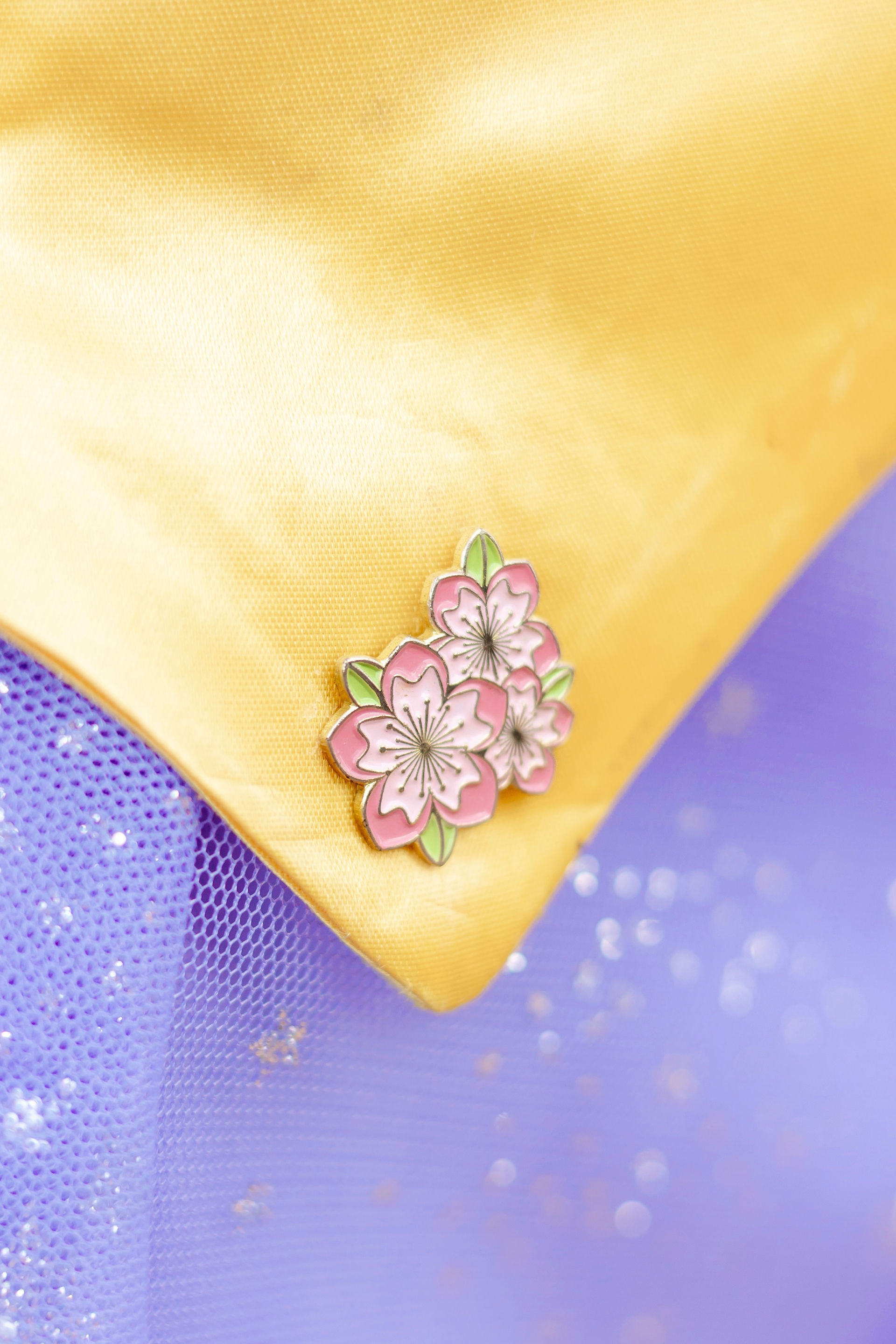 Close up of graduation pin attached to ECU senior stole during senior photo session.
