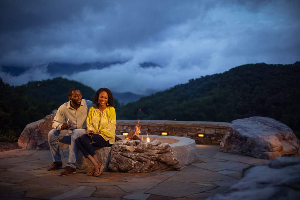 outdoor fire pit at mountain village