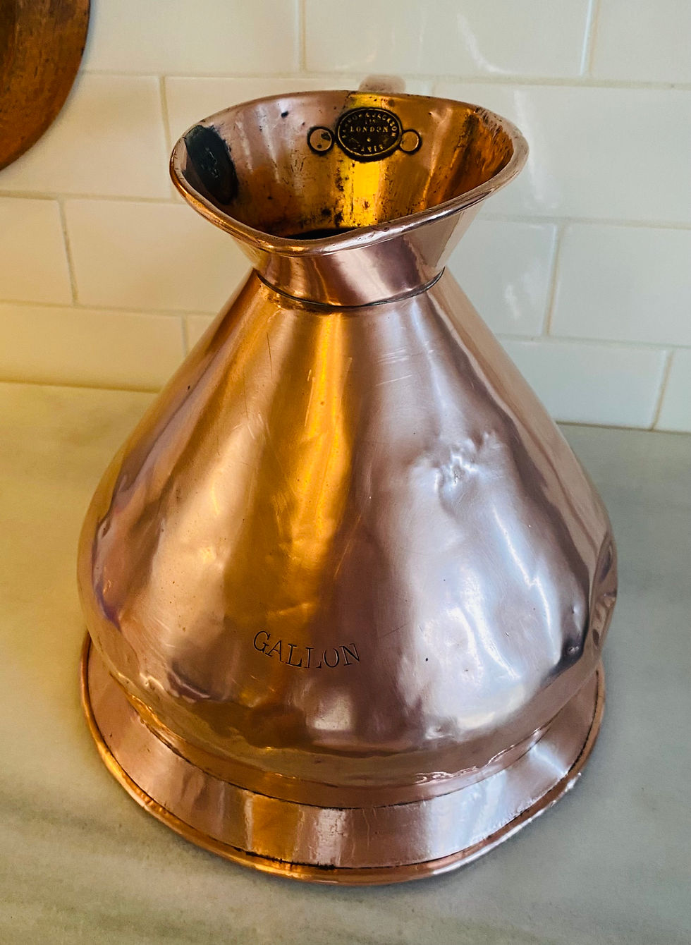 Thumbnail: Antique Farrow And Jackson Copper Jug Front View