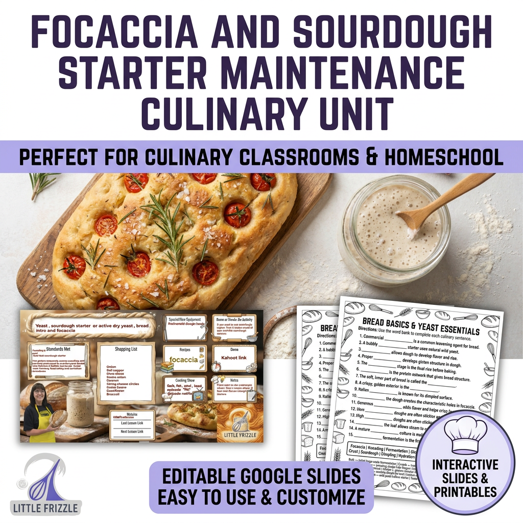 Focaccia ,Sourdough Starter Maintenance Culinary Unit slides/ worksheets