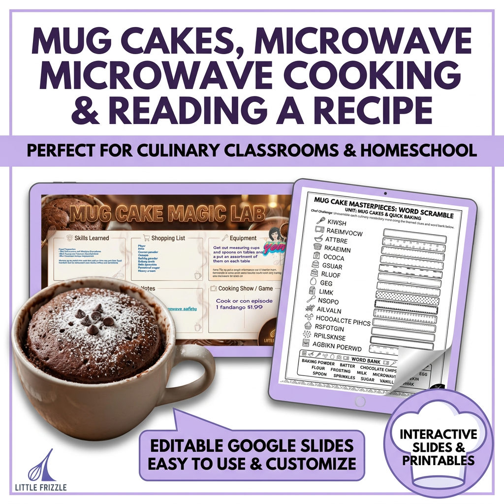 Reading Recipe Handwashing Mug Cake High School CTE Cooking Slides microwave