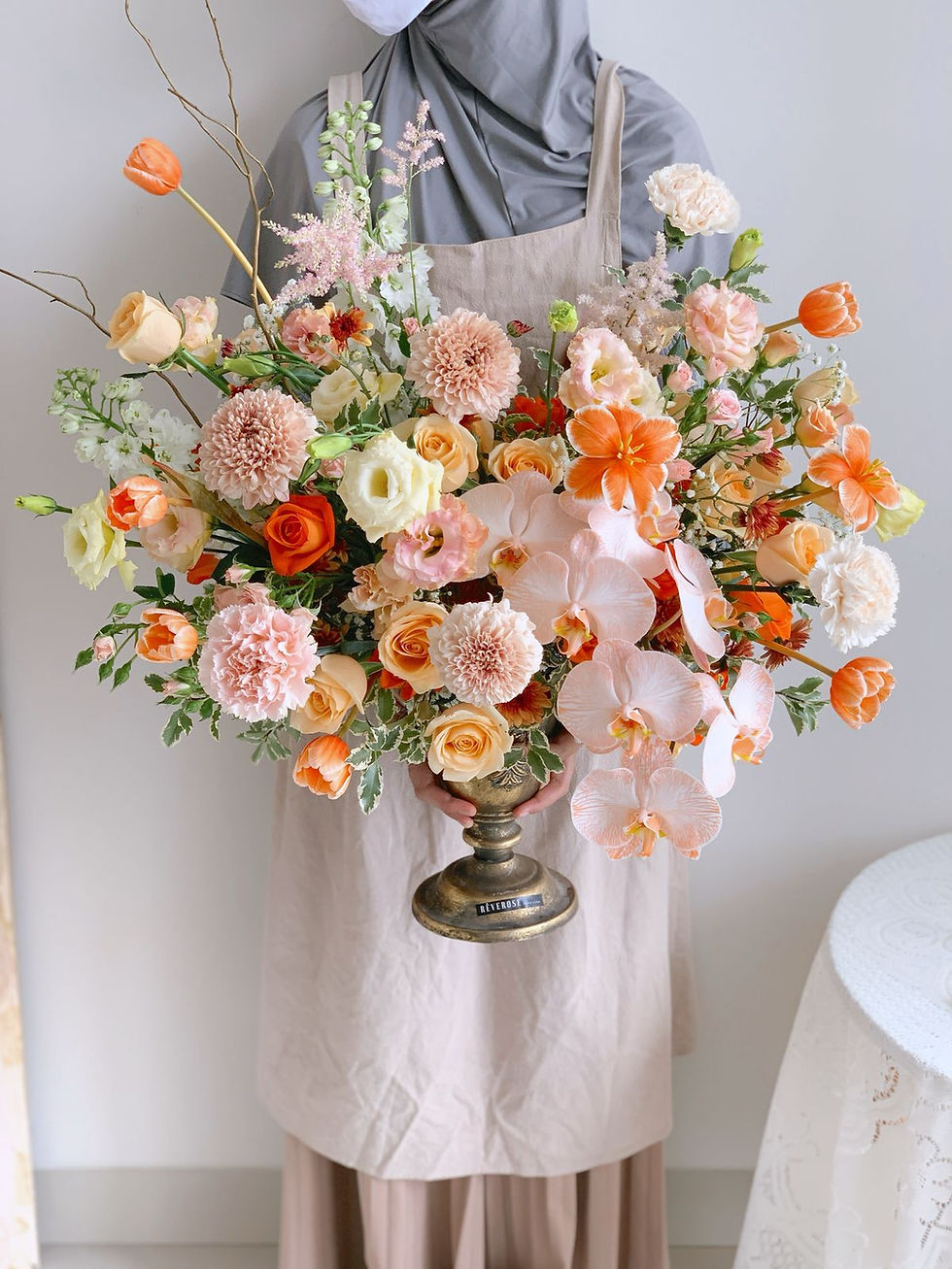 Thumbnail: Amber Peach Premium Vase Centerpiece