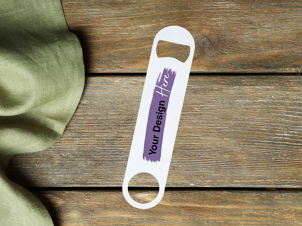 White bottle opener with 'Your Design Here'
