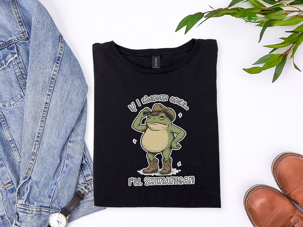 Thumbnail: Black t-shirt with cowboy frog and 'IF I DON'T MAKE IT BACK' text