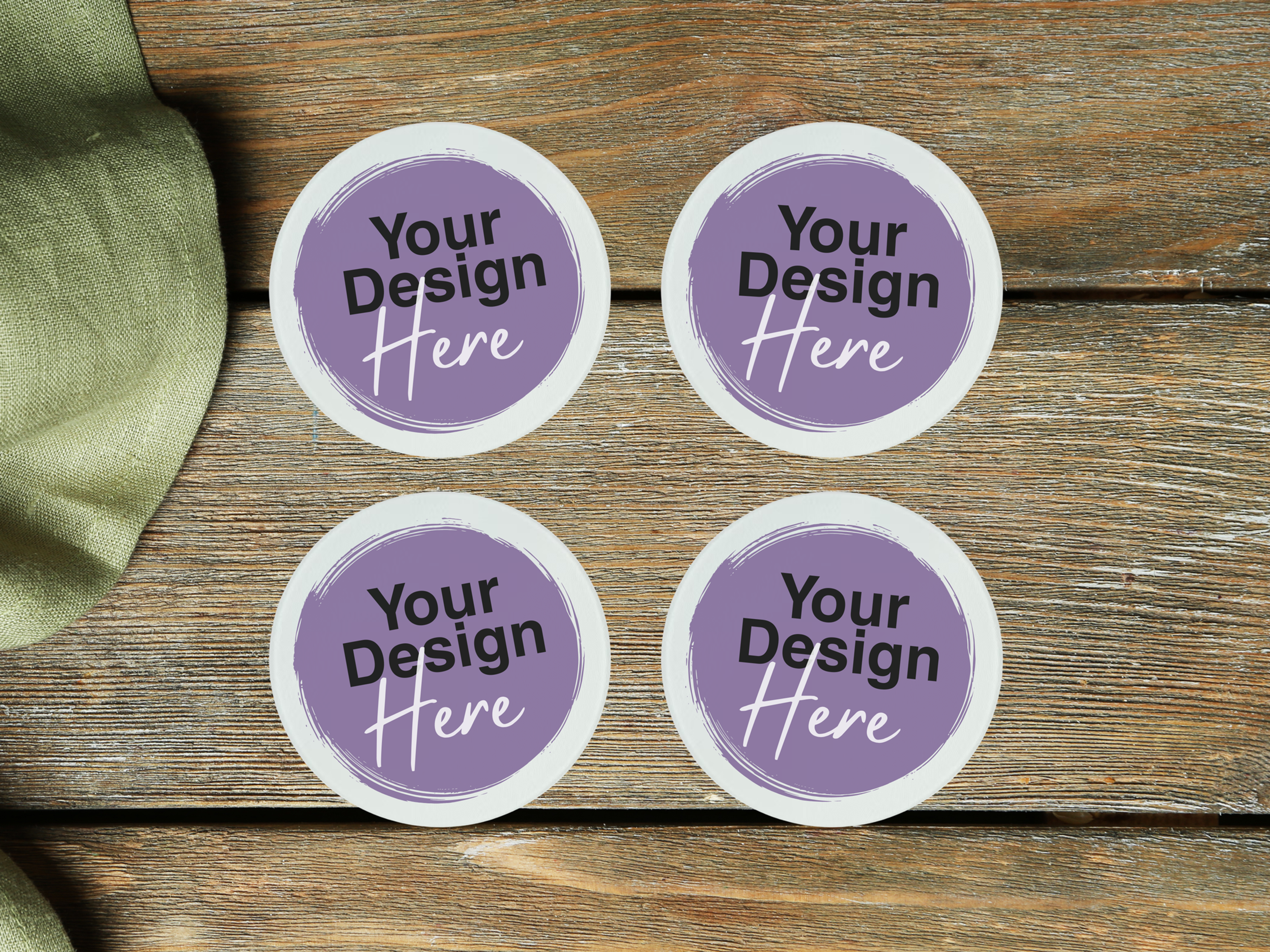 Four round 'Your Design Here' templates for custom bottle openers