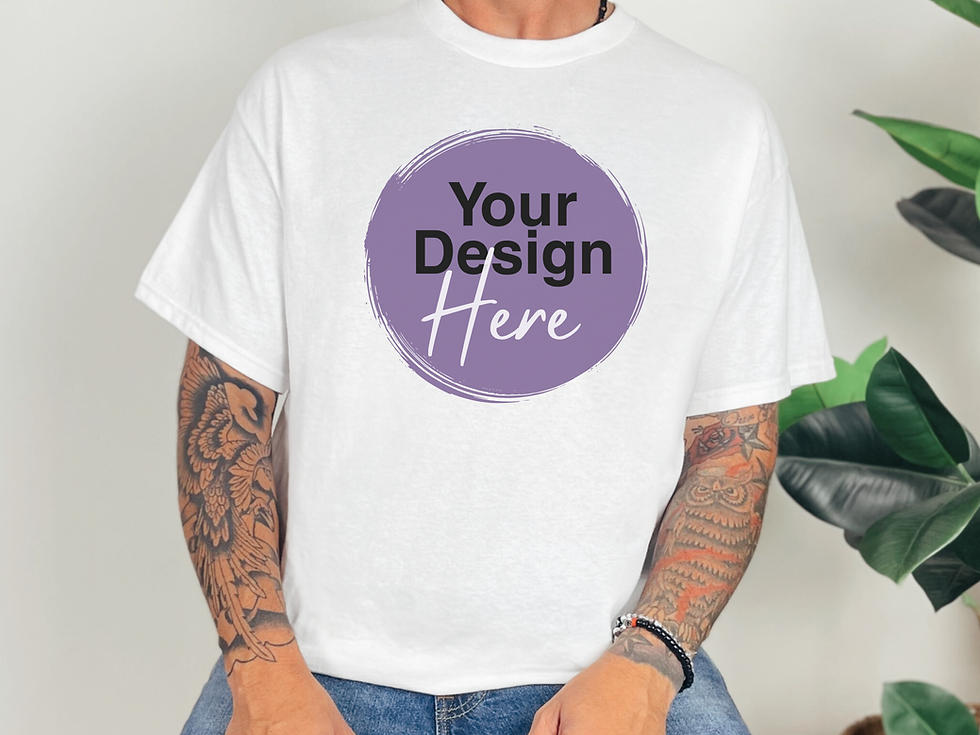 Thumbnail: White t-shirt with 'Your Design Here' custom area