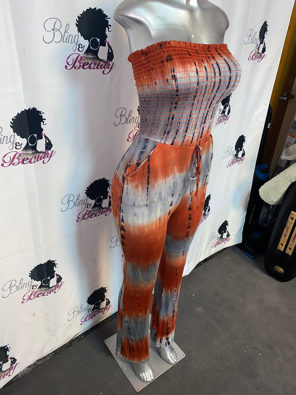 Thumbnail: Tie Dye Strapless Jumpsuit W/ Mask